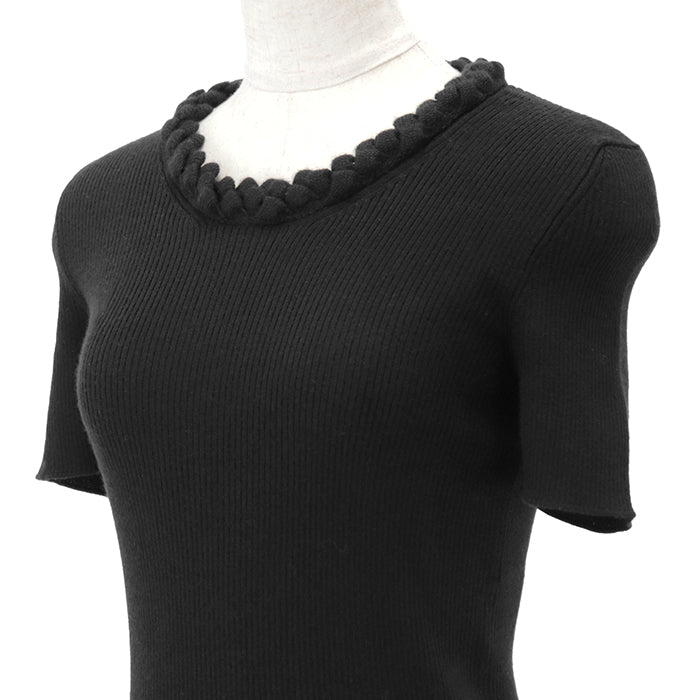 CHANEL knit Cashmere 100% black P42530 Women 38 Used Authentic