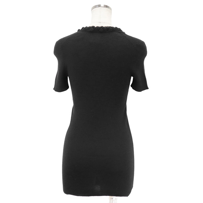 CHANEL knit Cashmere 100% black P42530 Women 38 Used Authentic