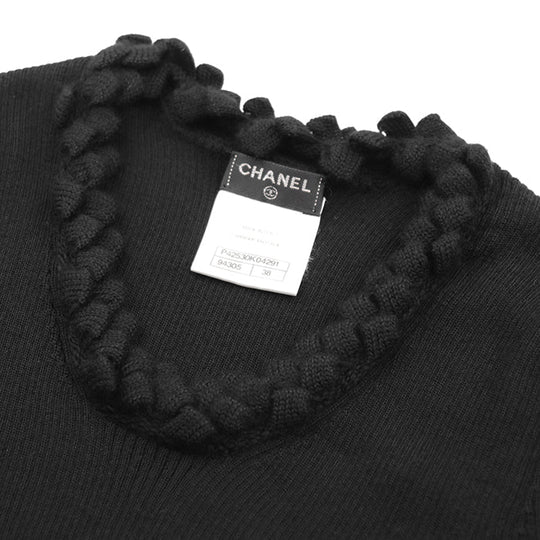 CHANEL knit Cashmere 100% black P42530 Women 38 Used Authentic
