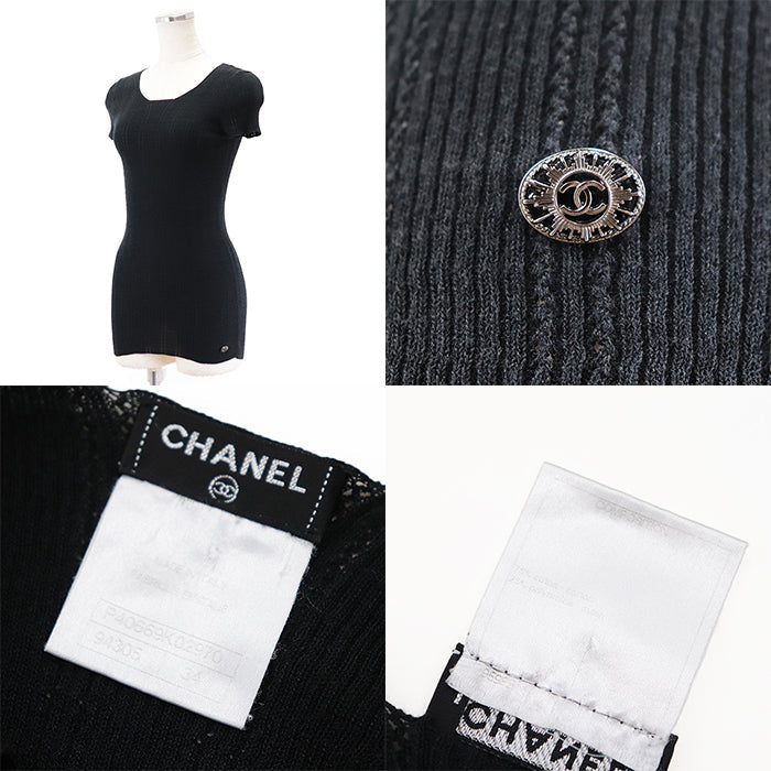 CHANEL tops 75% cotton, 25% nylon black Women 34 Used Authentic