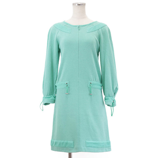 CHANEL one piece 80% cotton, 12% polyester Green type P48060 Women 34 Used Authentic