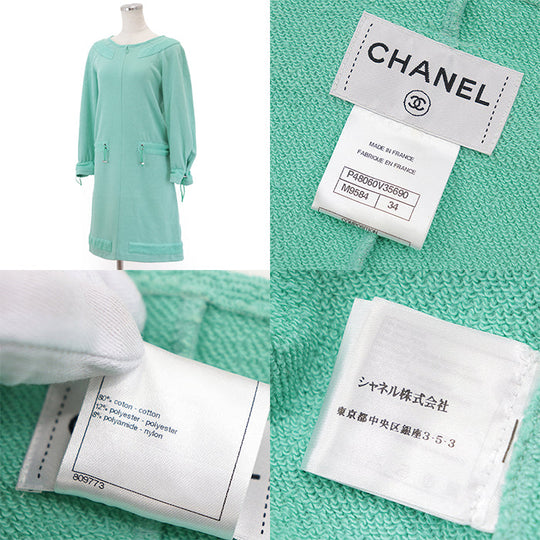 CHANEL one piece 80% cotton, 12% polyester Green type P48060 Women 34 Used Authentic