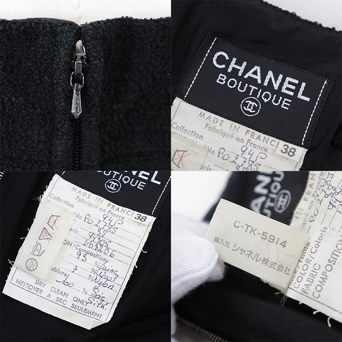 CHANEL one piece [Outer material] 93% wool, 7% nylon [Lining] 100% silk black C-TK-5914 Women 38 Used Authentic