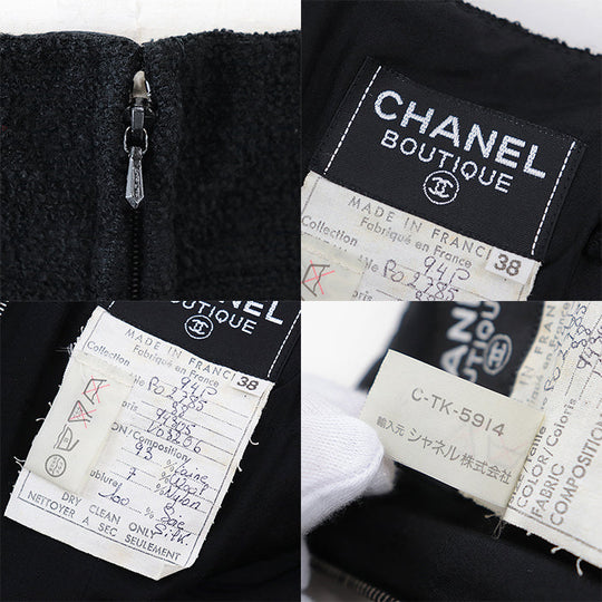 CHANEL one piece [Outer material] 93% wool, 7% nylon [Lining] 100% silk black C-TK-5914 Women 38 Used Authentic