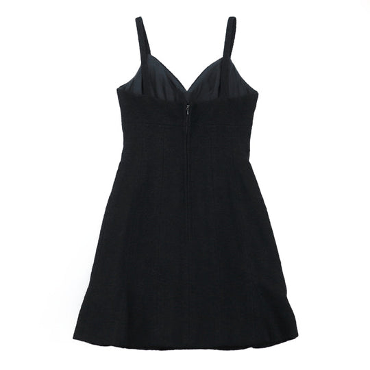 CHANEL one piece [Outer material] 93% wool, 7% nylon [Lining] 100% silk black C-TK-5914 Women 38 Used Authentic