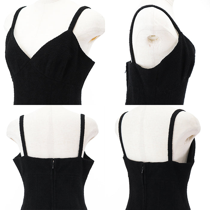CHANEL one piece [Outer material] 93% wool, 7% nylon [Lining] 100% silk black C-TK-5914 Women 38 Used Authentic