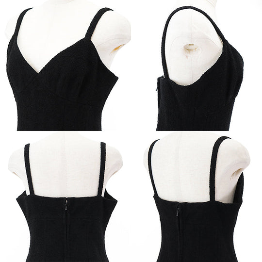 CHANEL one piece [Outer material] 93% wool, 7% nylon [Lining] 100% silk black C-TK-5914 Women 38 Used Authentic