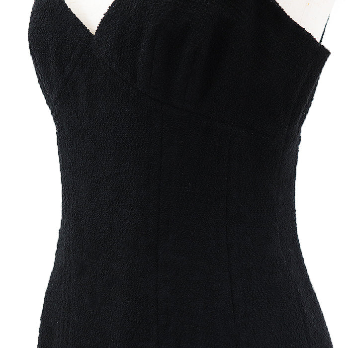 CHANEL one piece [Outer material] 93% wool, 7% nylon [Lining] 100% silk black C-TK-5914 Women 38 Used Authentic