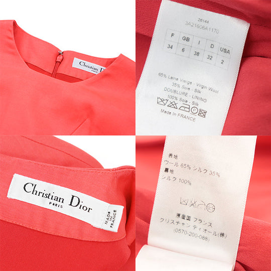 Christian Dior one piece [Outer material] 65% wool, 35% silk [Lining] 100% silk scarlet 3A21606A1170 Women 34 Used Authentic