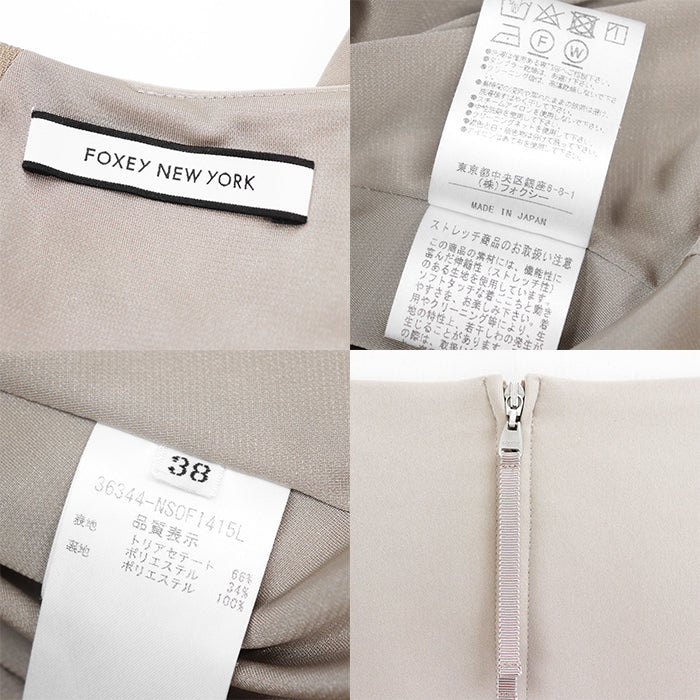 FOXEY one piece [Outer material] 66% triacetate, 34% polyester [Lining] 100% polyester beige 36344 Women 38 Used Authentic