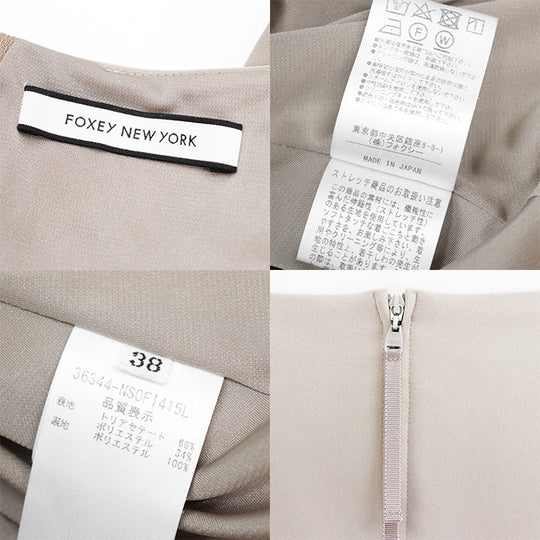 FOXEY one piece [Outer material] 66% triacetate, 34% polyester [Lining] 100% polyester beige 36344 Women 38 Used Authentic