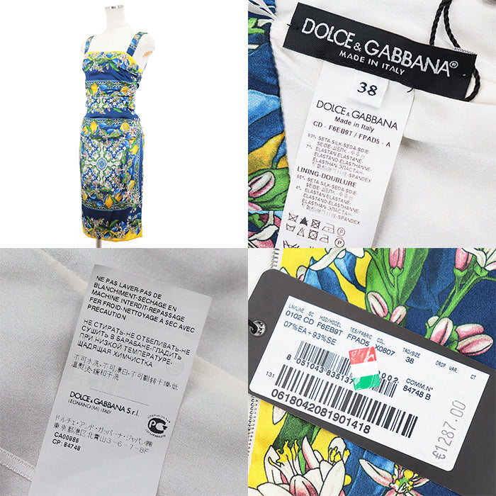 DOLCE&GABBANA one piece [Outer fabric] 93% silk, 7% elastane [Lining] 96% silk, 4% elastane blue Women 38 Used Authentic