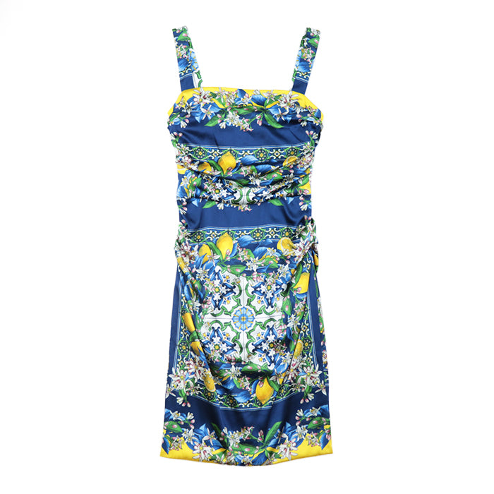 DOLCE&GABBANA one piece [Outer fabric] 93% silk, 7% elastane [Lining] 96% silk, 4% elastane blue Women 38 Used Authentic
