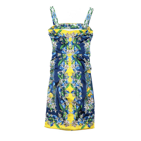DOLCE&GABBANA one piece [Outer fabric] 93% silk, 7% elastane [Lining] 96% silk, 4% elastane blue Women 38 Used Authentic