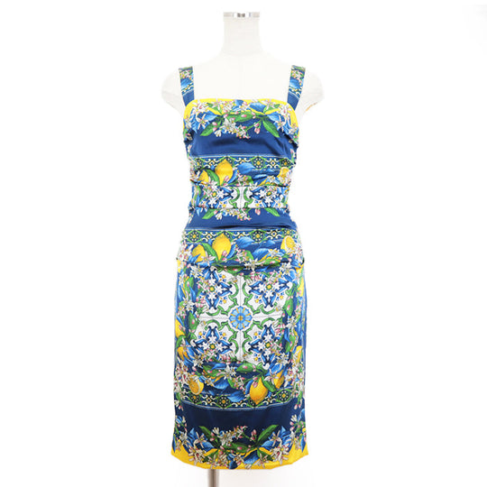 DOLCE&GABBANA one piece [Outer fabric] 93% silk, 7% elastane [Lining] 96% silk, 4% elastane blue Women 38 Used Authentic