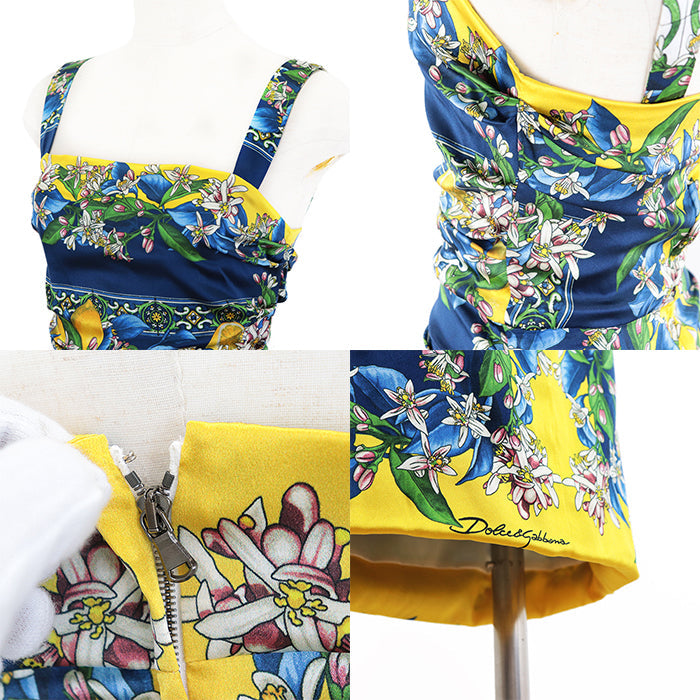 DOLCE&GABBANA one piece [Outer fabric] 93% silk, 7% elastane [Lining] 96% silk, 4% elastane blue Women 38 Used Authentic