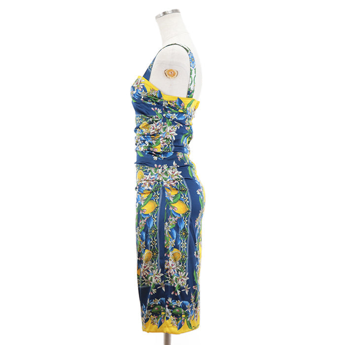 DOLCE&GABBANA one piece [Outer fabric] 93% silk, 7% elastane [Lining] 96% silk, 4% elastane blue Women 38 Used Authentic
