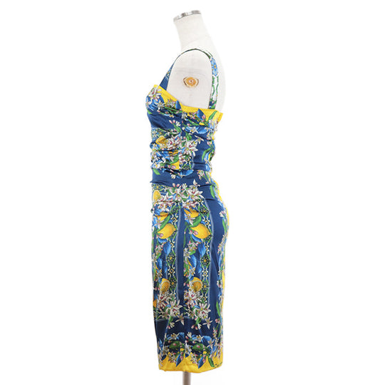 DOLCE&GABBANA one piece [Outer fabric] 93% silk, 7% elastane [Lining] 96% silk, 4% elastane blue Women 38 Used Authentic