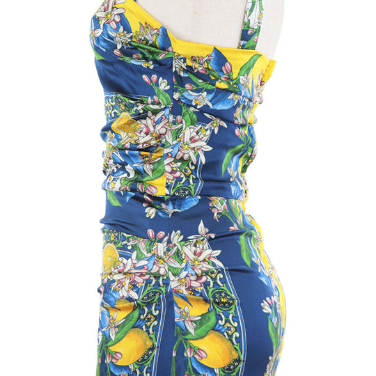 DOLCE&GABBANA one piece [Outer fabric] 93% silk, 7% elastane [Lining] 96% silk, 4% elastane blue Women 38 Used Authentic