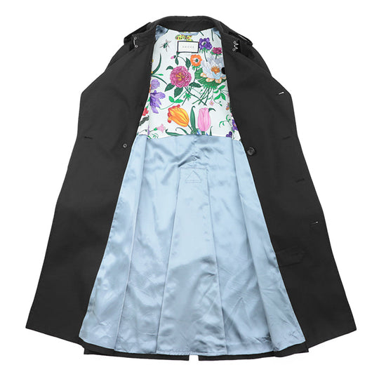 GUCCI coat [Outer material] 67% cotton, 33% nylon; [Lining] 100% silk; [Other material] 68% rayon, 32% silk; [Leather part] 100% cowhide black 572881 Women 40 Used Authentic