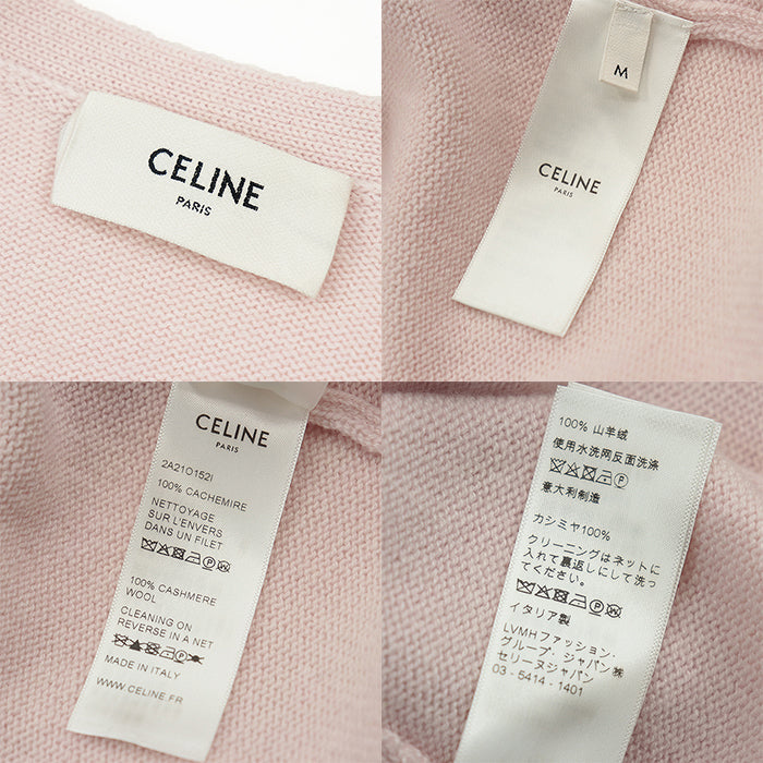 CELINE cardigan Cashmere 100% Light pink 2A21O152I Women M Used Authentic