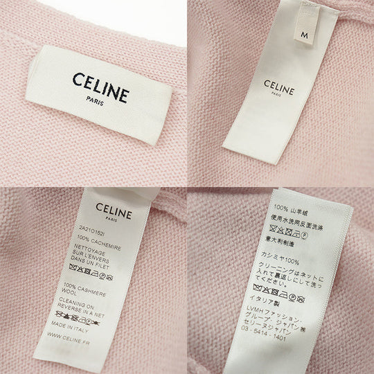 CELINE cardigan Cashmere 100% Light pink 2A21O152I Women M Used Authentic