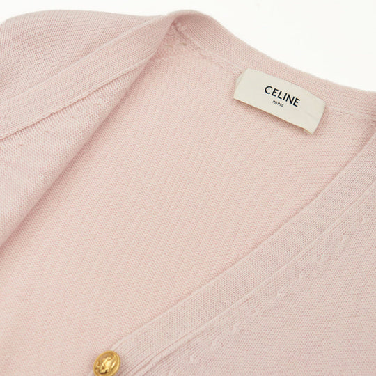 CELINE cardigan Cashmere 100% Light pink 2A21O152I Women M Used Authentic