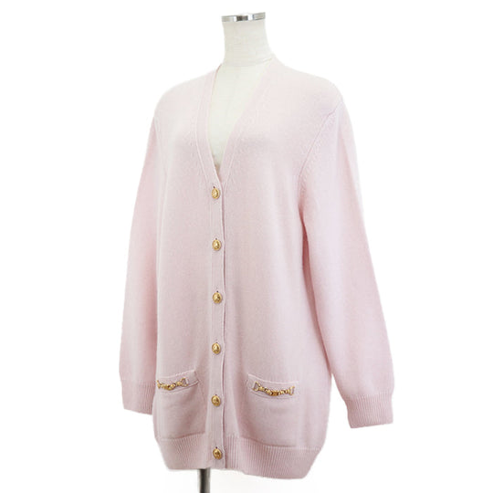 CELINE cardigan Cashmere 100% Light pink 2A21O152I Women M Used Authentic