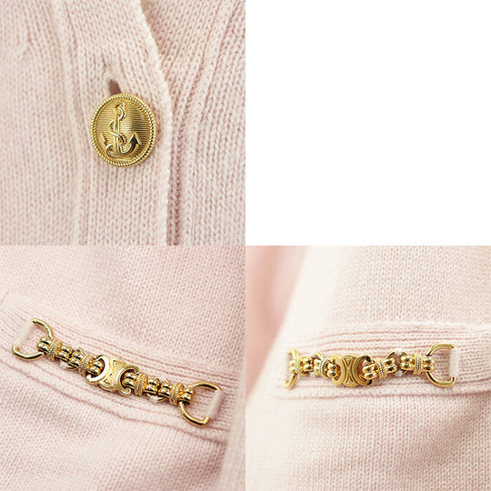 CELINE cardigan Cashmere 100% Light pink 2A21O152I Women M Used Authentic