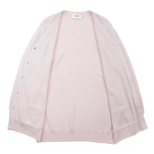 CELINE cardigan Cashmere 100% Light pink 2A21O152I Women M Used Authentic
