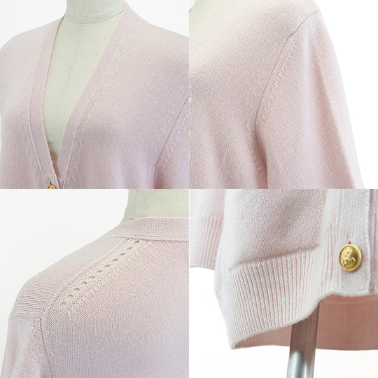 CELINE cardigan Cashmere 100% Light pink 2A21O152I Women M Used Authentic