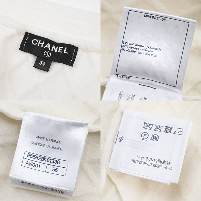 CHANEL skirt 54% Polyamide, 42% Viscose Ivory P65628 Women 36 Used Authentic