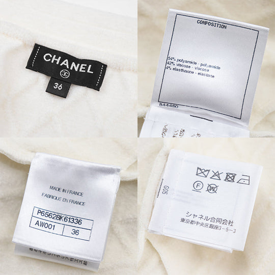 CHANEL skirt 54% Polyamide, 42% Viscose Ivory P65628 Women 36 Used Authentic