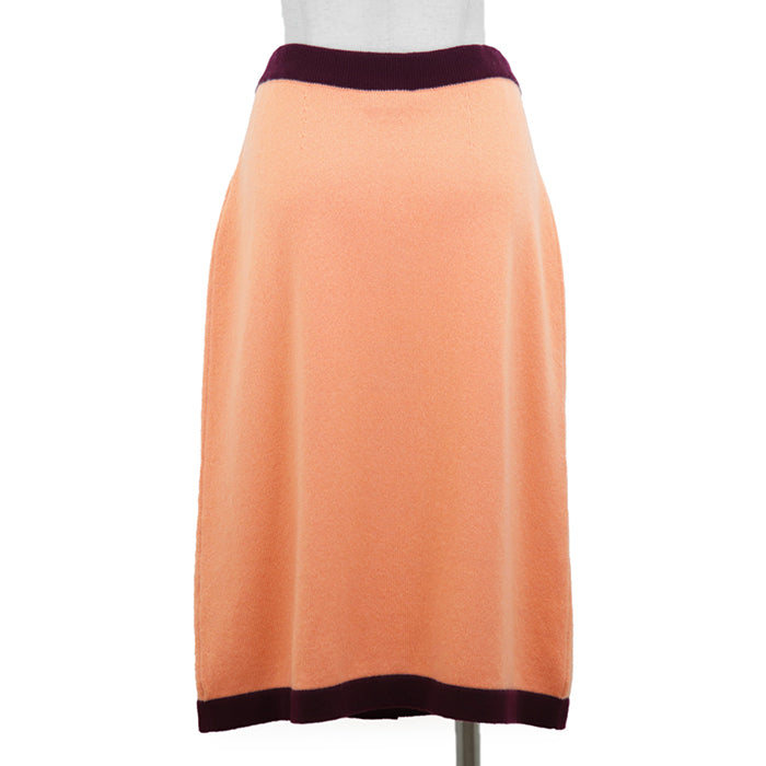 CHANEL skirt Cashmere 100% Orange Burgundy P64644 Women 36 Used Authentic