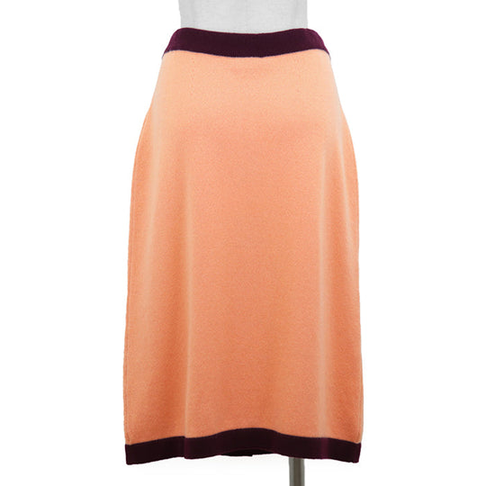 CHANEL skirt Cashmere 100% Orange Burgundy P64644 Women 36 Used Authentic