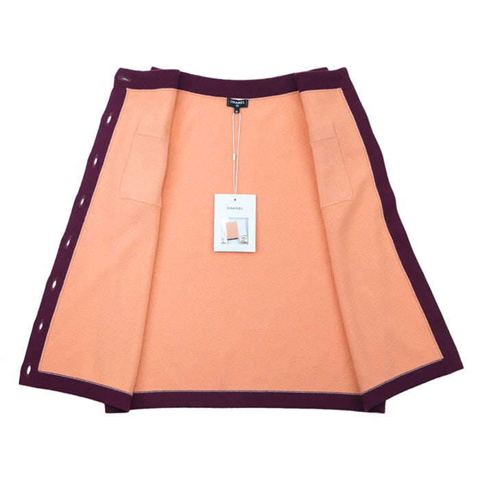CHANEL skirt Cashmere 100% Orange Burgundy P64644 Women 36 Used Authentic