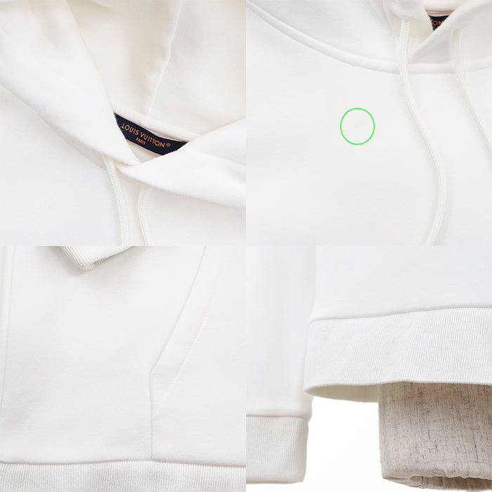LOUIS VUITTON Hoodie 82% cotton, 18% nylon, zipper pull: 100% polyester white mens XL Used Authentic