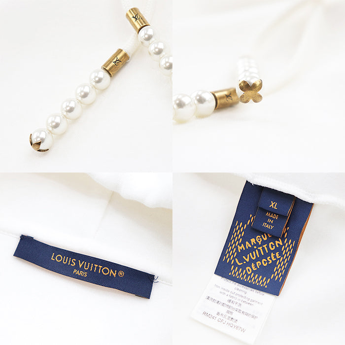 LOUIS VUITTON Hoodie 82% cotton, 18% nylon, zipper pull: 100% polyester white mens XL Used Authentic