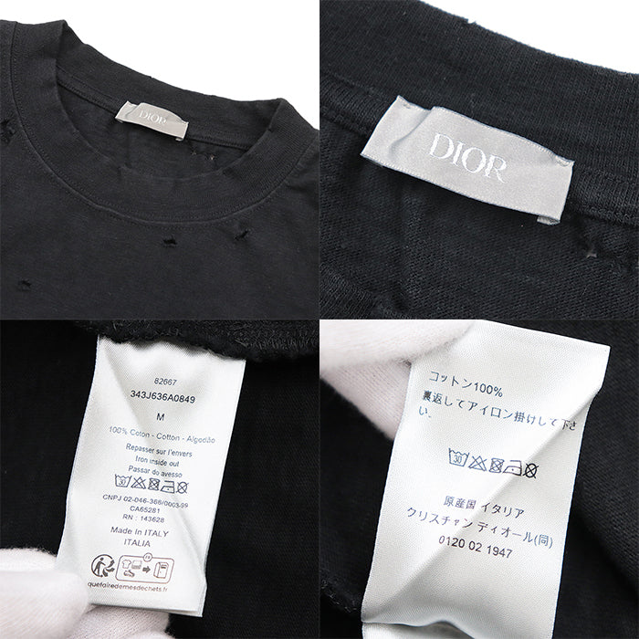 DIOR HOMME Short sleeve T-shirt cotton 100% black 343J636A0849 mens M Used Authentic