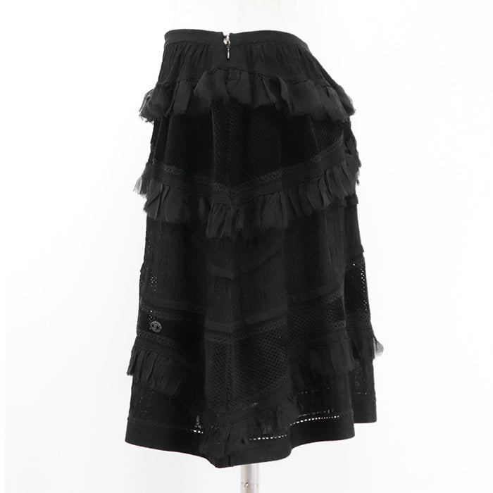 CHANEL skirt [Outer material] 95% rayon, 5% spandex [Lining] 76% nylon, 18% rayon black P31452 Women 38 Used Authentic