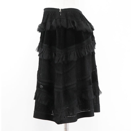 CHANEL skirt [Outer material] 95% rayon, 5% spandex [Lining] 76% nylon, 18% rayon black P31452 Women 38 Used Authentic