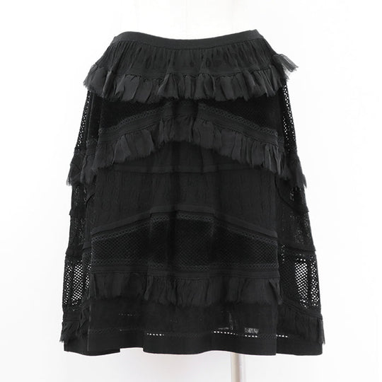 CHANEL skirt [Outer material] 95% rayon, 5% spandex [Lining] 76% nylon, 18% rayon black P31452 Women 38 Used Authentic