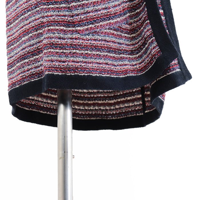 CHANEL knit 67% cotton, 19% cashmere Tricolor Navy P42939 Women 38 Used Authentic