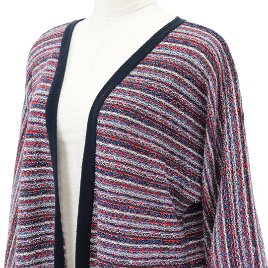 CHANEL knit 67% cotton, 19% cashmere Tricolor Navy P42939 Women 38 Used Authentic