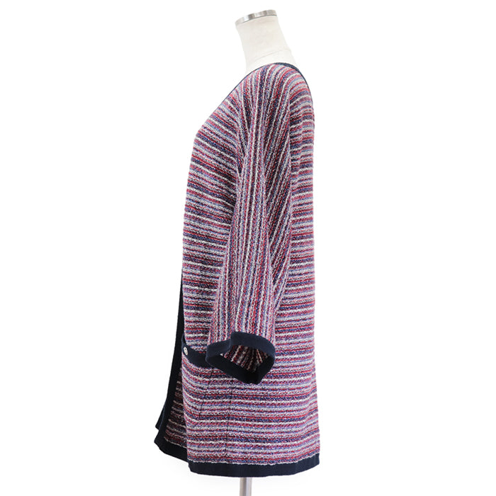CHANEL knit 67% cotton, 19% cashmere Tricolor Navy P42939 Women 38 Used Authentic
