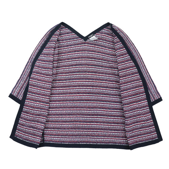 CHANEL knit 67% cotton, 19% cashmere Tricolor Navy P42939 Women 38 Used Authentic