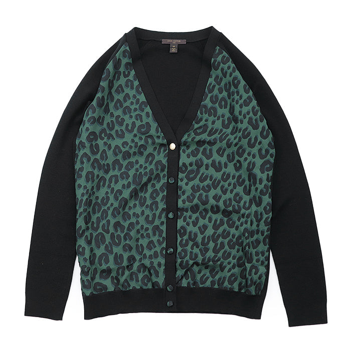 LOUIS VUITTON cardigan 100% silk [Outer fabric] 100% wool black olives Women M Used Authentic