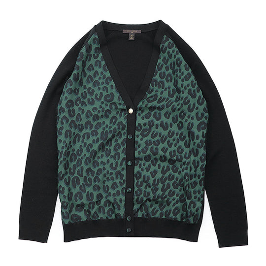 LOUIS VUITTON cardigan 100% silk [Outer fabric] 100% wool black olives Women M Used Authentic