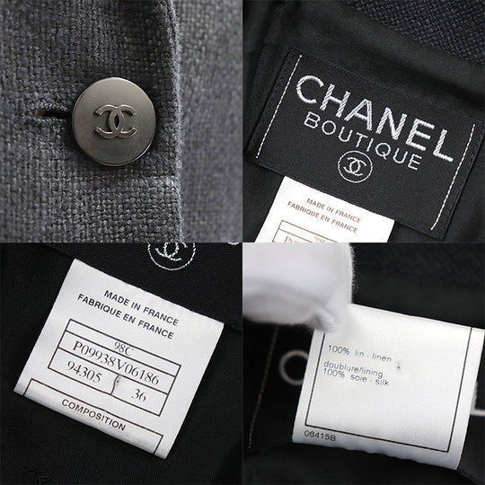CHANEL Other outerwear [Outer material] 100% linen [Lining] 100% silk Dark navy Women 36 Used Authentic