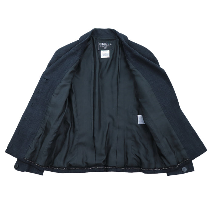 CHANEL Other outerwear [Outer material] 100% linen [Lining] 100% silk Dark navy Women 36 Used Authentic